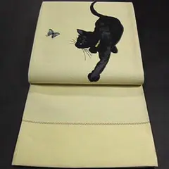 期間限定大幅値下げです‼新品 西陣織袋帯 黒ねこ【綿芯御仕立て付き】
