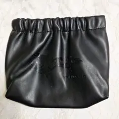 ヴィヴィアンタム　ノベルティ　黒レザーポーチ ギャザー入り ドラゴン柄