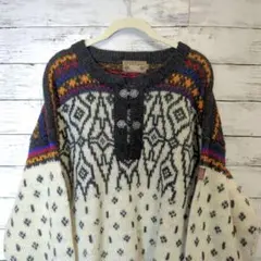 80s ノルウェーセーター ノルディックニット メタルフック ヴィンテージ