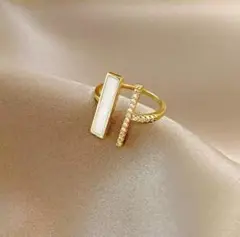 508 ゴールド スクエア リング Copper czダイヤモンド 韓国 結婚式