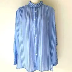 美品✨アメリカンホリック ストライプ コットン 長袖シャツ ライトブルー Ｌ