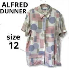 Alfred Dunner パステルジオメトリック柄 半袖ブラウス サイズ12