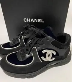 ◆美品◆ CHANEL シャネル ココマークレザー×ファブリックスニーカー