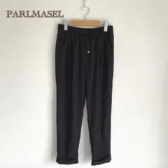 パールマシェール】スラックス　イージーパンツ　タックパンツ　クロップド　黒　38