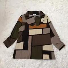 美品　le lis 長袖カットソー　マルチカラー　ストレッチ　薄手　 M〜L