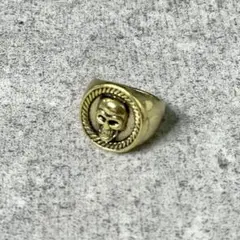 激渋 vintage GOLD 印台ラウンドリング メンズ 約19号