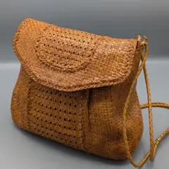 セール　美品 La modaブラウン 編み込み ショルダーバッグ