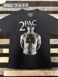 2PAC フォトプリントTシャツ ブラック メンズM ラップ古着 ヒップホップ