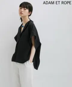 【ADAM ET ROPE】フォルムバンドカラーシャツ ブラック