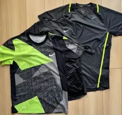 Nike ランニングシャツ Mサイズ ブラック グレー ライムグリーン3枚セット