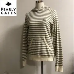 パーリーゲイツ プルオーバー パーカー アイボリー ボーダー サイズ1