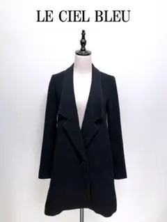 186 ルシェルブルー カシミヤ20% 高級チェスターコート 黒ブラック