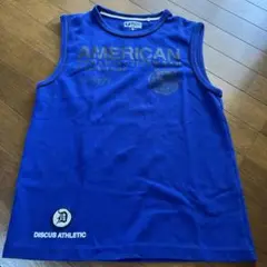 DISCUS ATHLETIC 青 タンクトップ M フロントロゴがかっこいい
