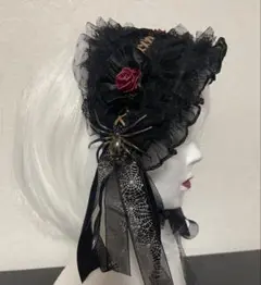 ヘッドドレス　ゴスロリ蜘蛛と薔薇