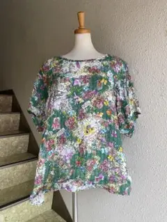 Tunic 鴨居羊子 パフスリーブ ブラウス Tシャツ お花 妖精