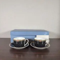 【未使用】ウェッジウッド　クリオ　ブラックダマスク　カップ＆ソーサー　2客セット
