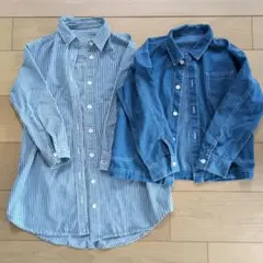 ストライプデザイン長袖シャツ2点セット