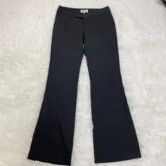 SOLO/PLUS フレアスラックス　ダークグレー　ストライプ　38