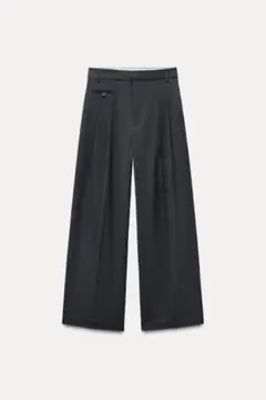 グレー　ストライプ　スラックス