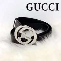 GUCCI ベルト GGバックル シマ モノグラム インターロッキング G