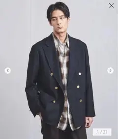 ネイビー ダブルブレストジャケット M