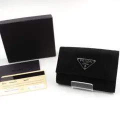 ✨美品✨PRADA キーケース 6連 ナイロン ブラック 三角プレート