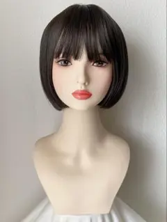 新品　フルウィッグ　ボブ　ぱっつん　ナチュラルブラック　ハイライト　耐熱　かつら