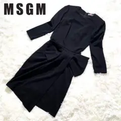【美品】MSGM ビッグリボン ワンピース イタリア製 黒 ストレッチ