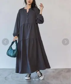 【新品】coen コーエン カラミストライプティアードワンピース M
