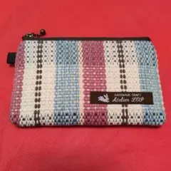 Atelier LOP 手織り布　ストライプポーチ　ハンドメイド　未使用