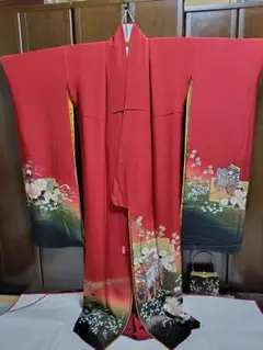 正絹　手描　暈し染　金彩　お振袖