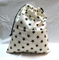 【おまとめ可】巾着袋　☆星☆　　着替え袋　　　　前2つポケット付 ①