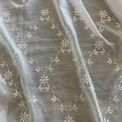 ホワイト 花柄刺繍 レース ハギレ