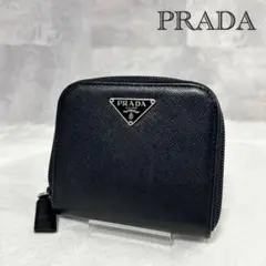 【良品!✨】prada プラダ 二つ折り財布 ラウンドファスナー ブラック 黒