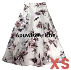 訳あり【Apuwiser-riche】★花柄フレアレースロングスカート★紫★春夏