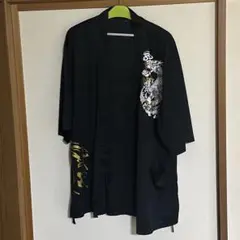 甚平 メンズ 大きいサイズ 4L ブラック 和柄 龍 しまむら