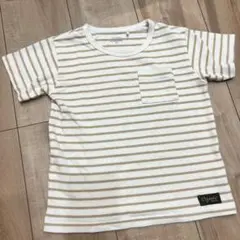 美品　しまむら　キッズ　ボーダー　半袖　Tシャツ　ベージュ　120cm
