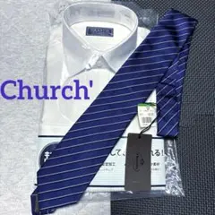 【新品未使用】チャーチ Church's レジメンタル柄 シルクネクタイ 伊製