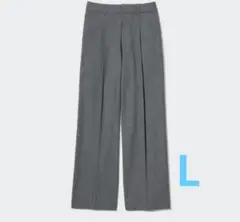 UNIQLO タックワイドパンツ　グレー　L 453463