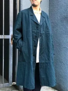 OUTIL MANTEAU PUPILLIN ブラックインディゴリネン