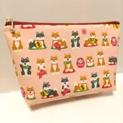 柴犬 開運 ハンドメイド ポーチ マルチポーチ ファスナーポーチ 豆柴