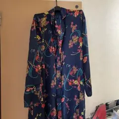 FOREVER 21 花柄浴衣 Lサイズ ネイビー
