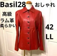 Basil28 バジーレ28 赤レッドラム羊皮革レザージャケット、ショートコート