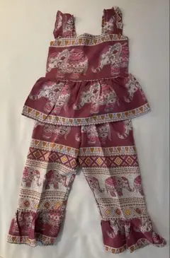 タイ　ゾウ柄　子供服　Sサイズ　ピンク