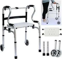 【新品・未使用】RYS080 歩行補助具 折り畳み式 車輪あり四点支持歩行器