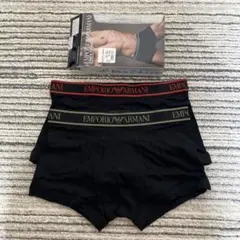【未使用品】エンポリオアルマーニ ロゴ ボクサーパンツ ブラック S 2枚セット