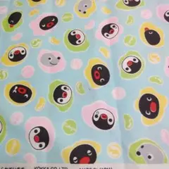 ピングーキャラクター柄 綿生地 水色　110×38cm