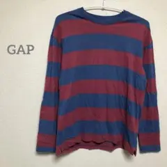【ギャップ】美品　青と赤のストライプ 長袖カットソー M b014