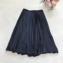 アンタイトル ひざ丈プリーツスカート フレア ボトム シンプル ベーシック 無地