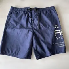 ネイビー サーフパンツ プリントロゴ付き